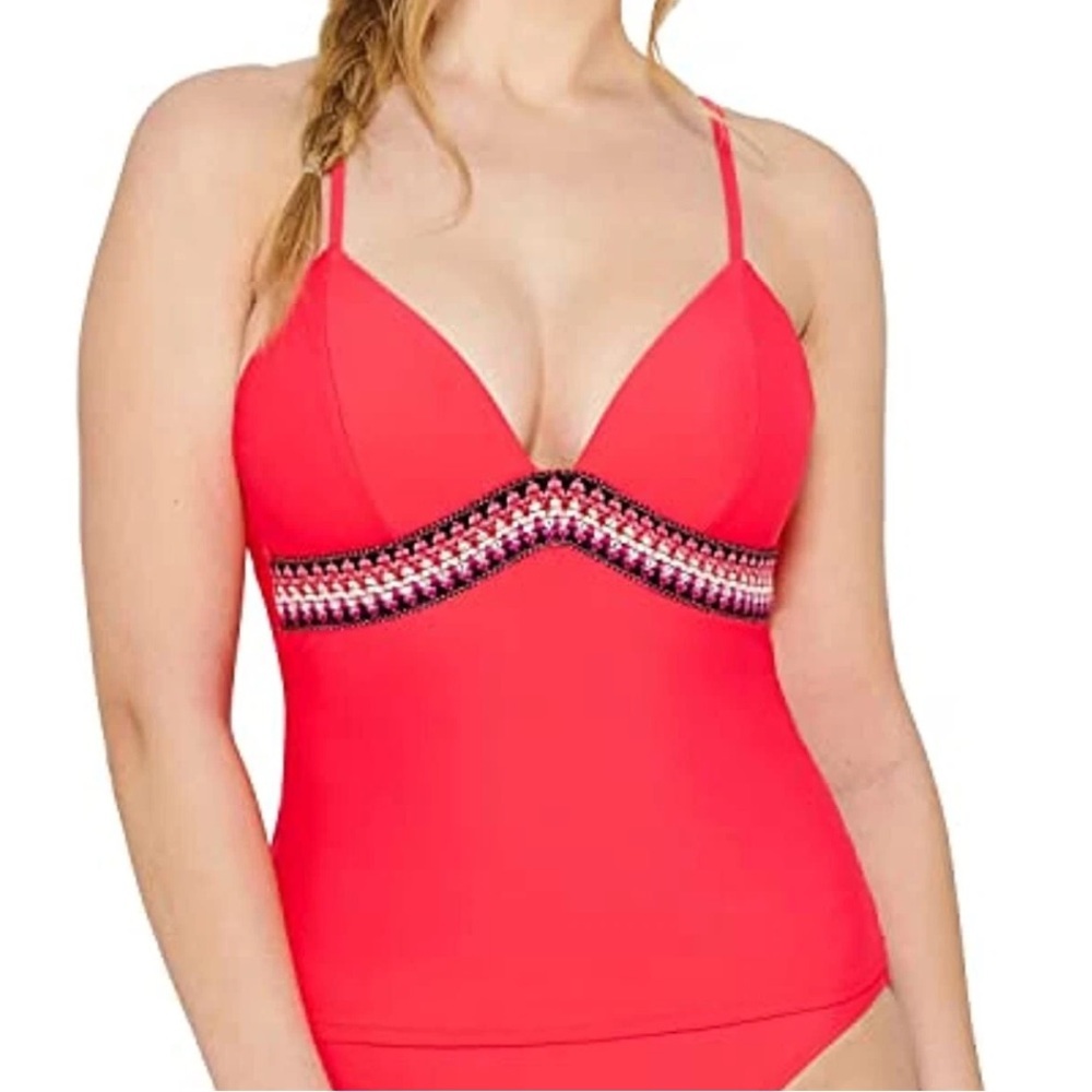 Hula Honey Swim Hibiscus Junior Zig Zag Zink‎ Tankini Top Size Small NWT